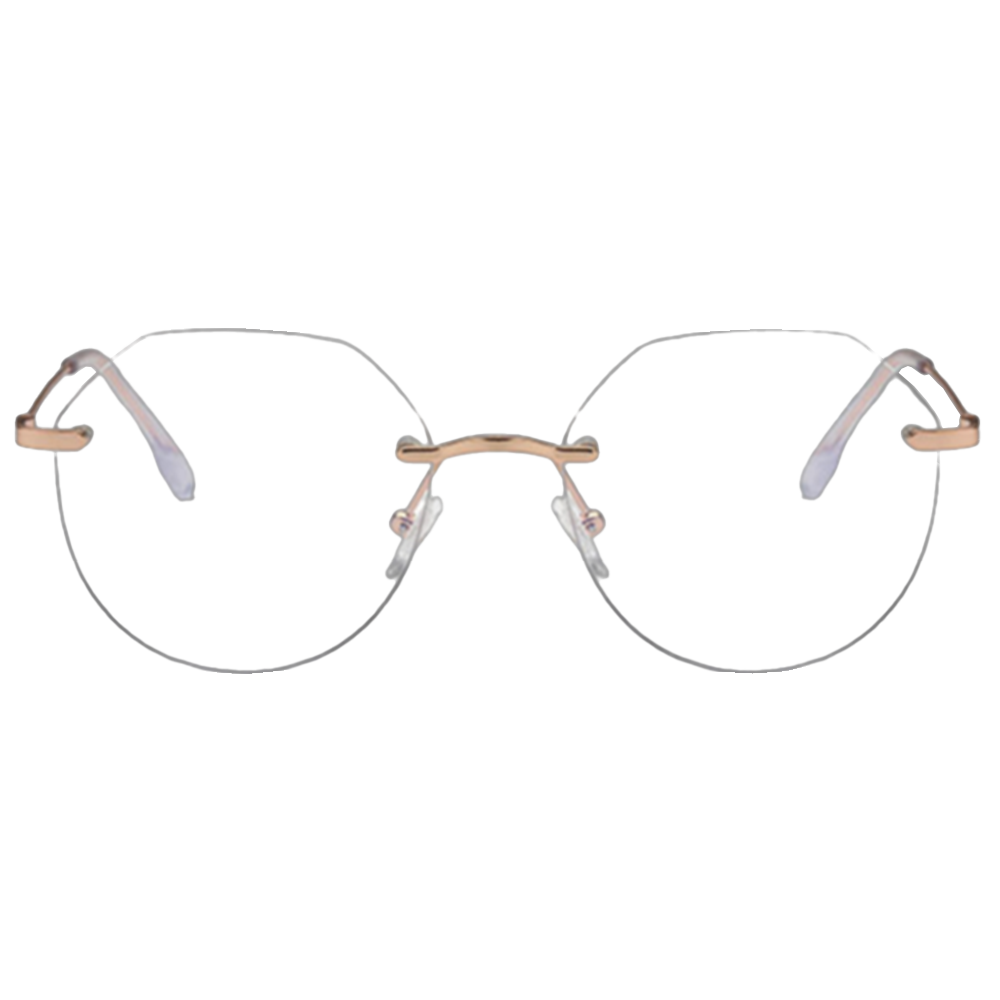 Callie Lightweight Metal Rimless Polygon Round Anti-Blue Light Eyeglasses with UV400 Protection