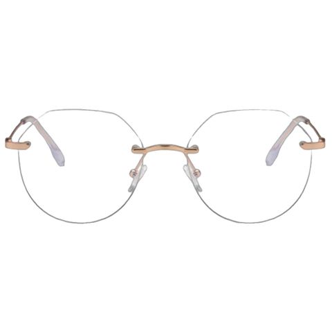 Callie Lightweight Metal Rimless Polygon Round Anti-Blue Light Eyeglasses with UV400 Protection image