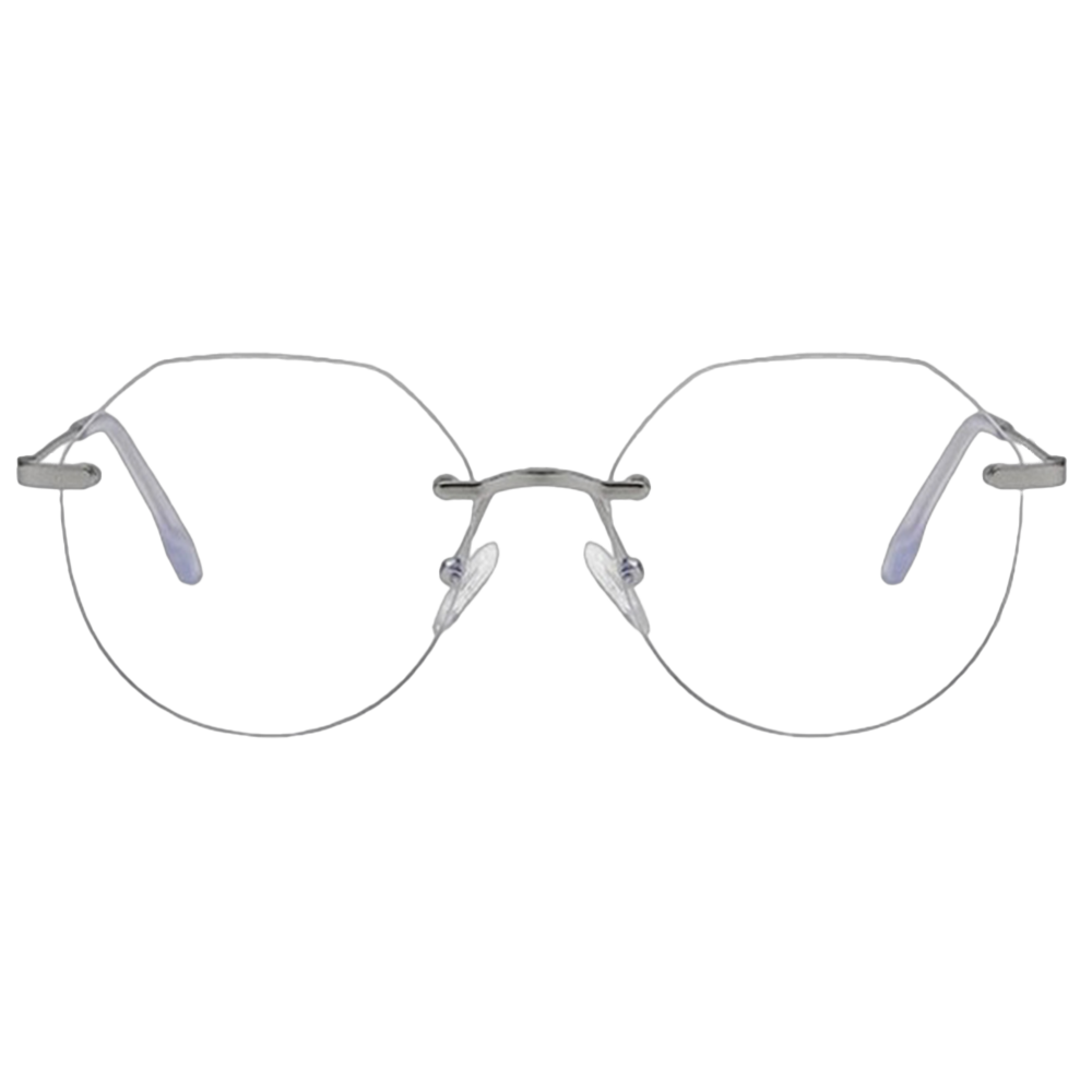 Callie Lightweight Metal Rimless Polygon Round Anti-Blue Light Eyeglasses with UV400 Protection