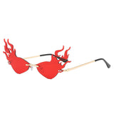 Retro Style Flame Rimless Party Wear Flare Funny Sunglasses