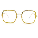 Radiate Elegance with our Stylish Large Frame Rhinestone Chain Diamond Eyeglasses