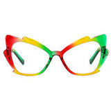 Rainbow Colorful Cat Eye Butterfly Frame Flat Mirror Anti-blue Light Eyeglasses