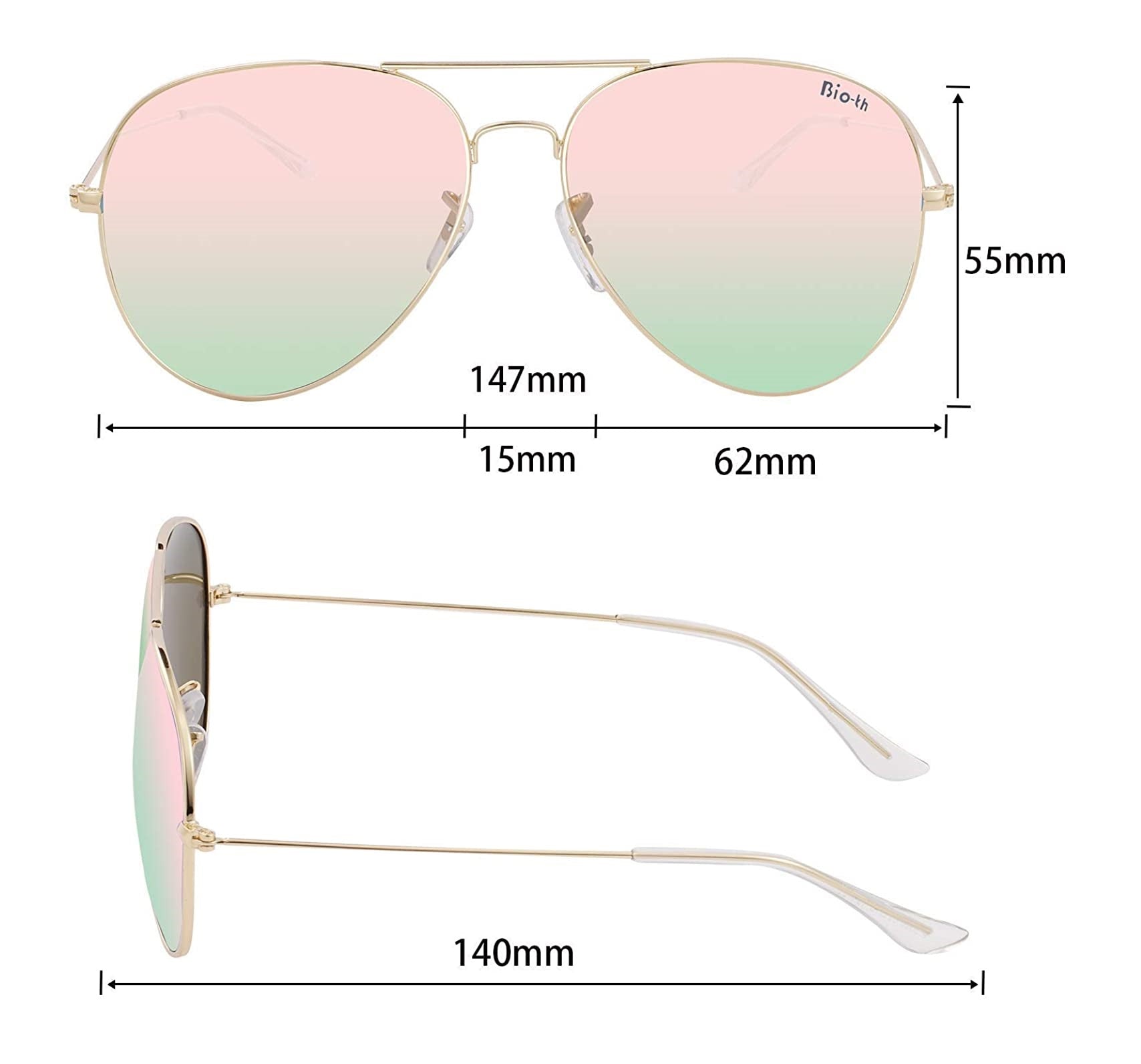 Polarized Aviator Sunglasses for Women Men UV Protection Metal Mirror Frame