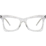 Trendy Style Anti-blue Light Butterfly Large Frame Glitter Flat Mirror Eyeglasses