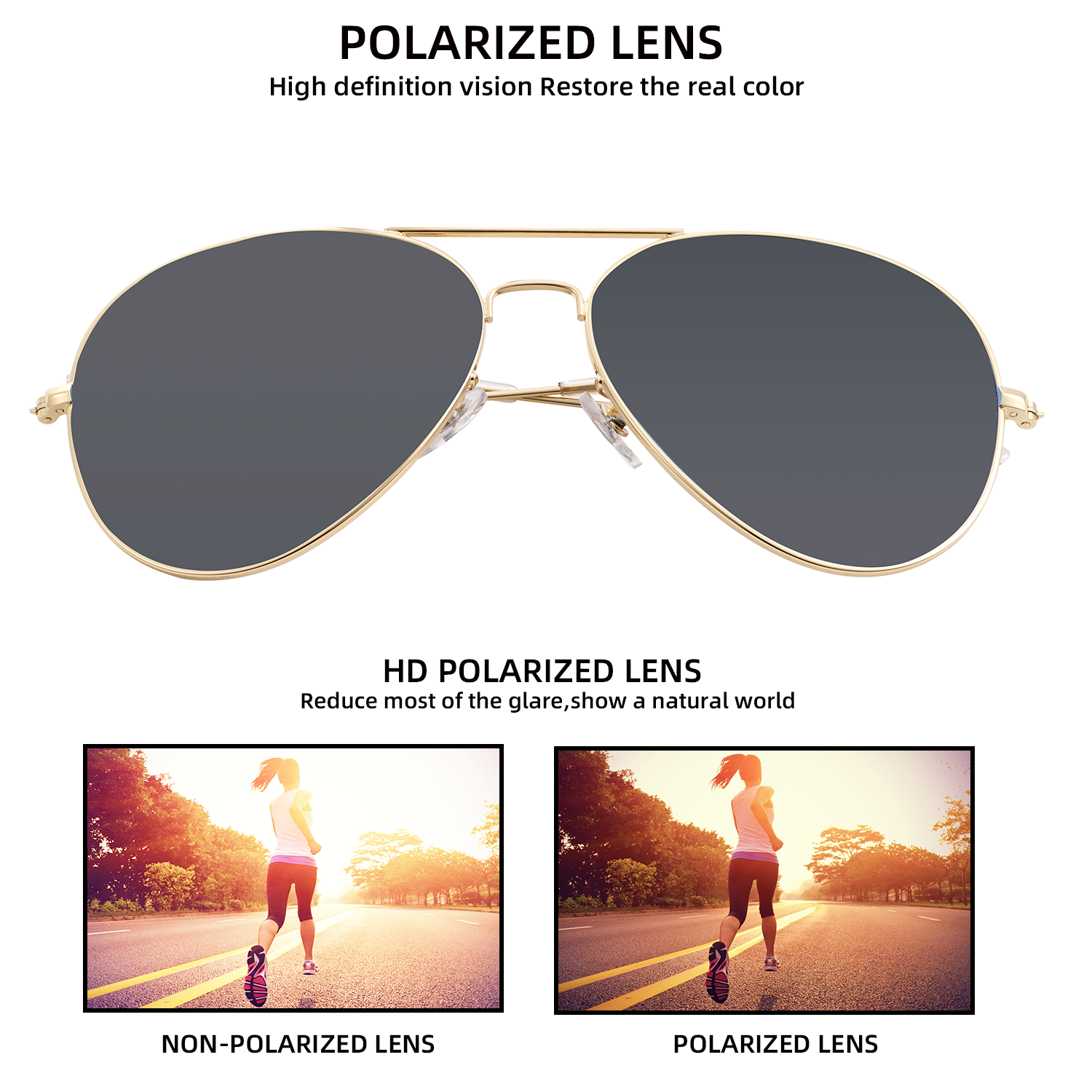 Polarized Aviator Sunglasses for Women Men UV Protection Metal Mirror Frame