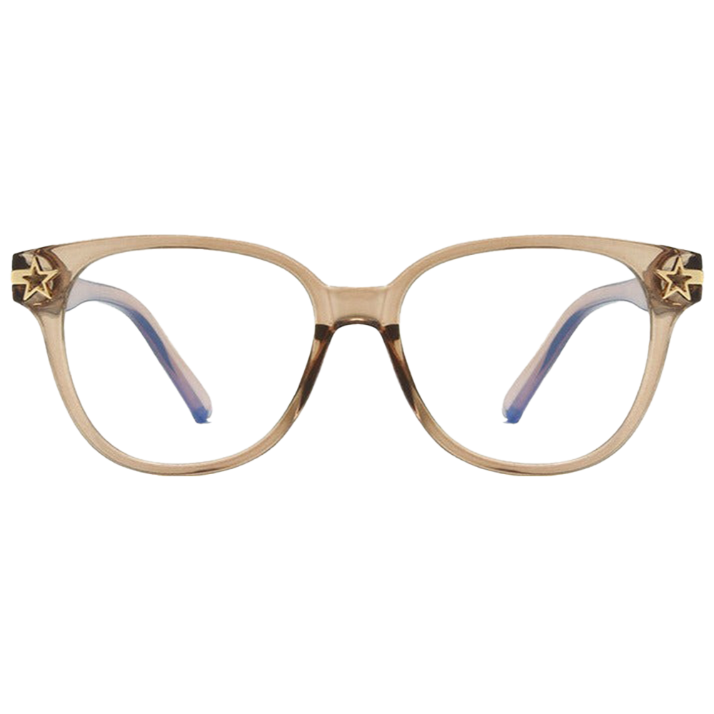 Stellar Vision Retro Frame Anti-Blue Light Glasses with Star-Shaped Rice Nail Accents