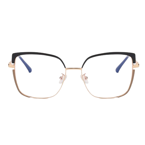 Butterfly Stylish Metal Large Frame Anti-blue Light Retro Eyebrow Spring Two-color Frame Eyeglasses