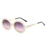Sparkle in Style with Metal Frame Diamond-Encrusted Ocean Lens Party Sunglasses
