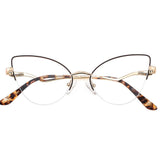 Metallic Half Frame Glasses Featuring Luxury Material and UV Defense