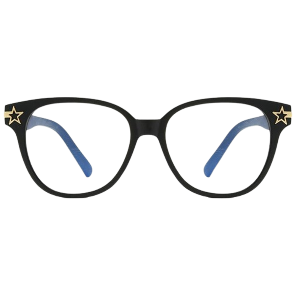 Stellar Vision Retro Frame Anti-Blue Light Glasses with Star-Shaped Rice Nail Accents