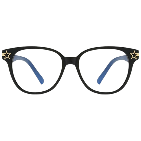 Stellar Vision Retro Frame Anti-Blue Light Glasses with Star-Shaped Rice Nail Accents image