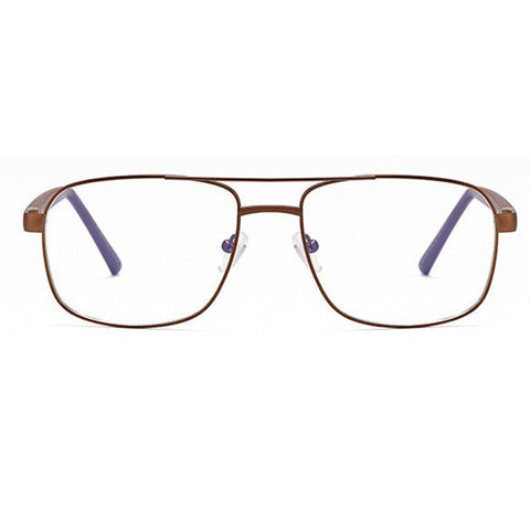 Square Frame Double Bridge Metal Business Glasses with Anti-Blue Light Lens Classic Style Combined with Modern Protection image