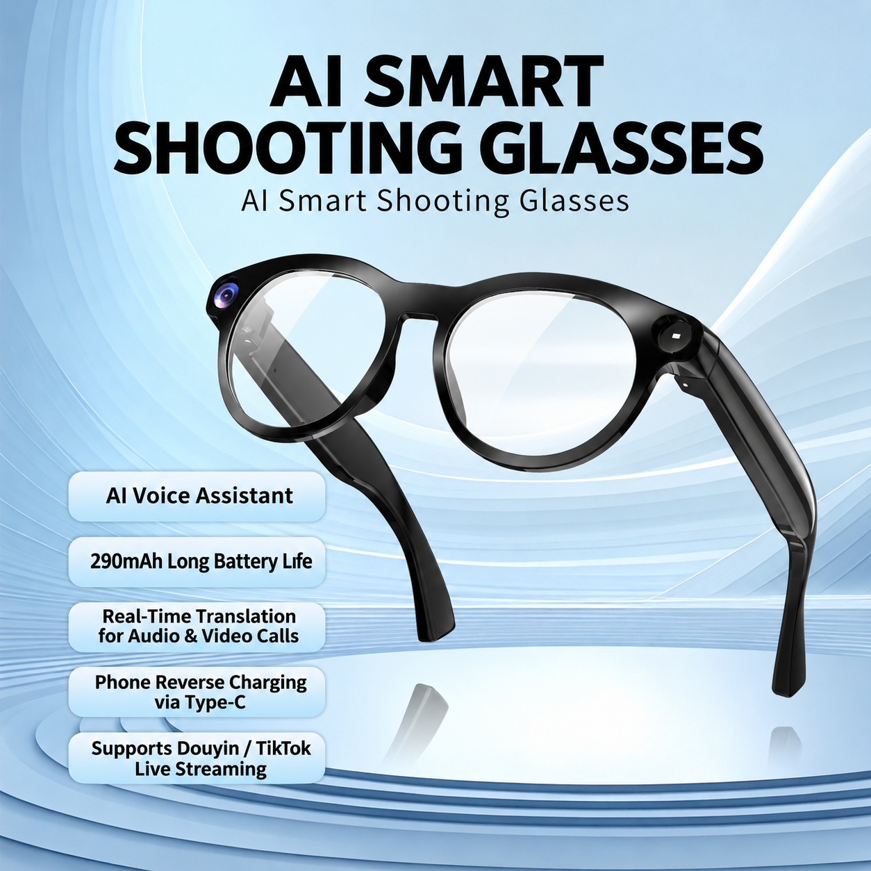 WINTOO A5 AI smart camera glasses with charging case - image 3