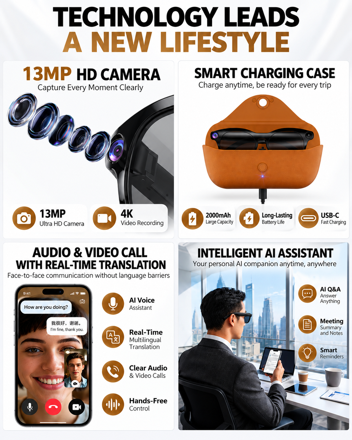WINTOO A5 AI smart camera glasses with charging case - image 6